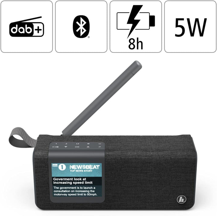 Hama Radio Digitalradio mit Bluetooth und Akku DR200BT (Tragbare Box, mobiles Radio mit DAB/DAB+/FM,