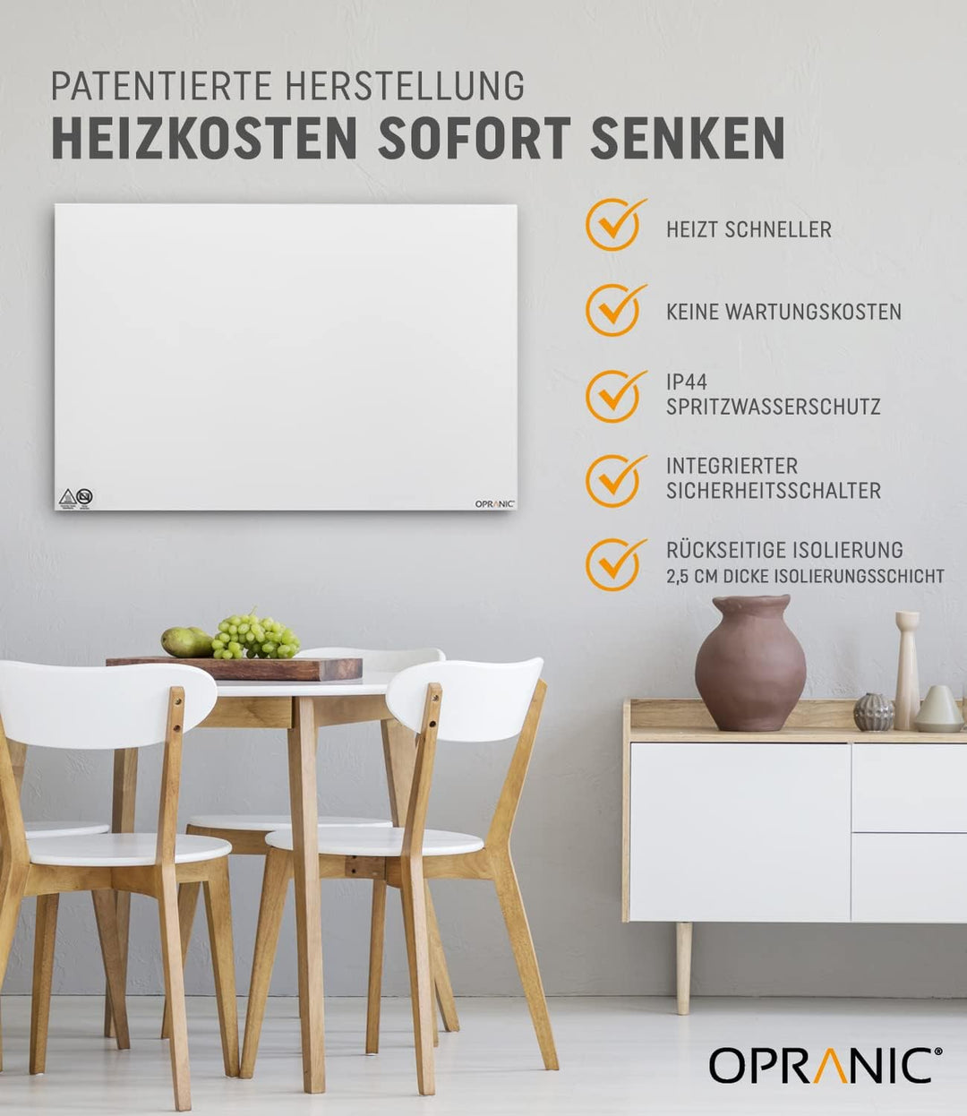 OPRANIC Premium Infrarotheizung | 5 Jahre Garantie | Deckenmontage, Infrarotheizung Decke, Infrarot