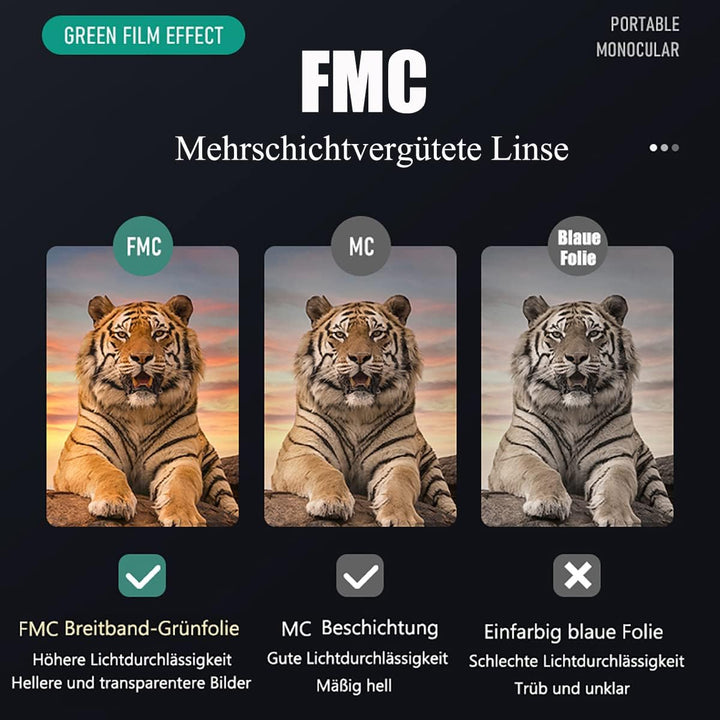 Monokular 10-30x Zoom Monokulares mit Nachtsicht BAK4 Prisma FMC Fernrohr Erwachsene mit Halter und