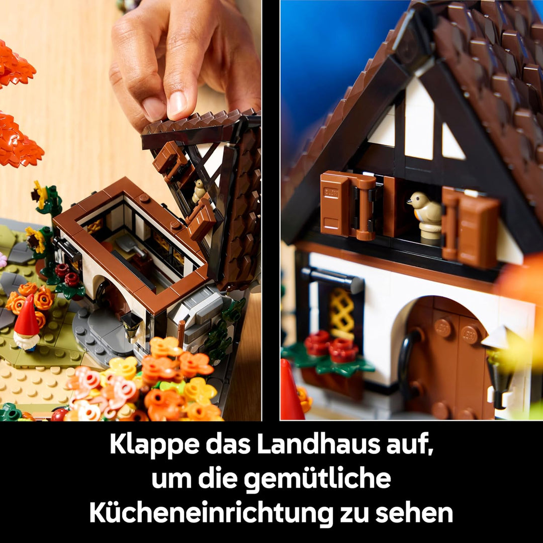 LEGO Icons Herbstlicher Landhausgarten - umgestaltbare Schreibtischdeko für Erwachsene - Tiere Minif