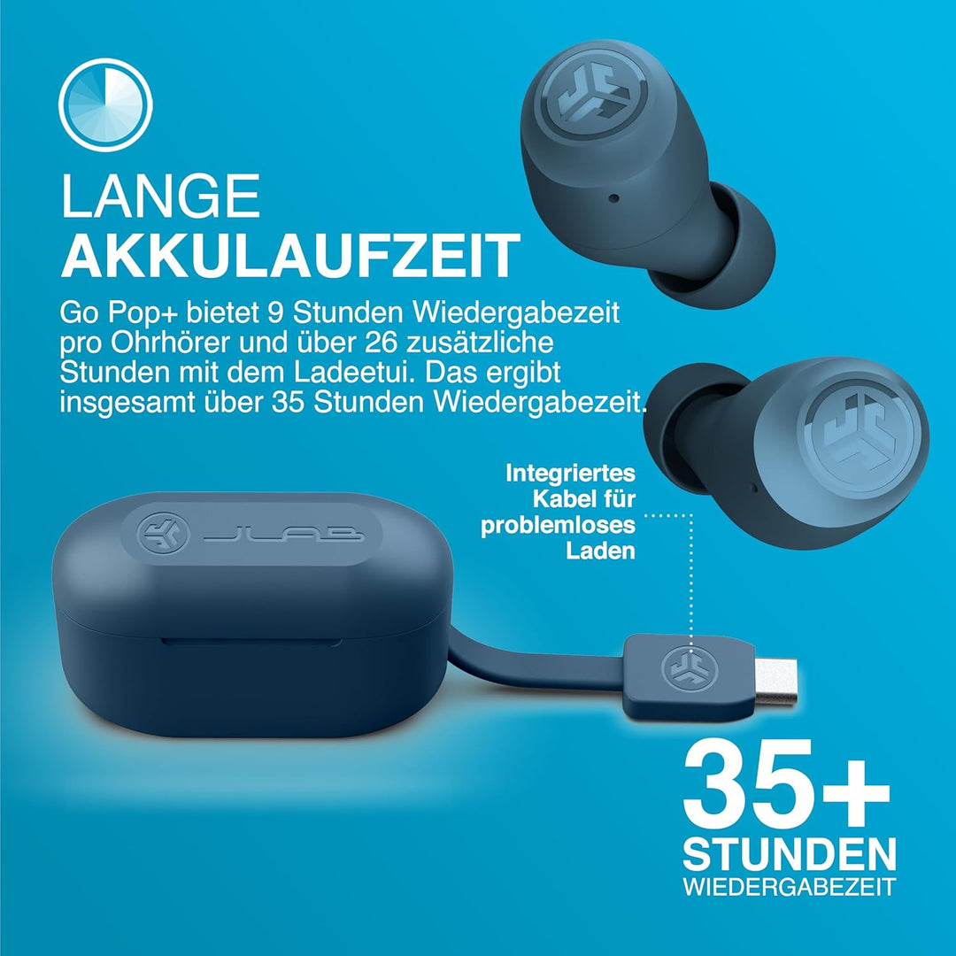 JLab Go Air Pop+ In Ear Kopfhörer kabellos Bluetooth, True Wireless Kopfhörer, 35+ Std. Headphones,