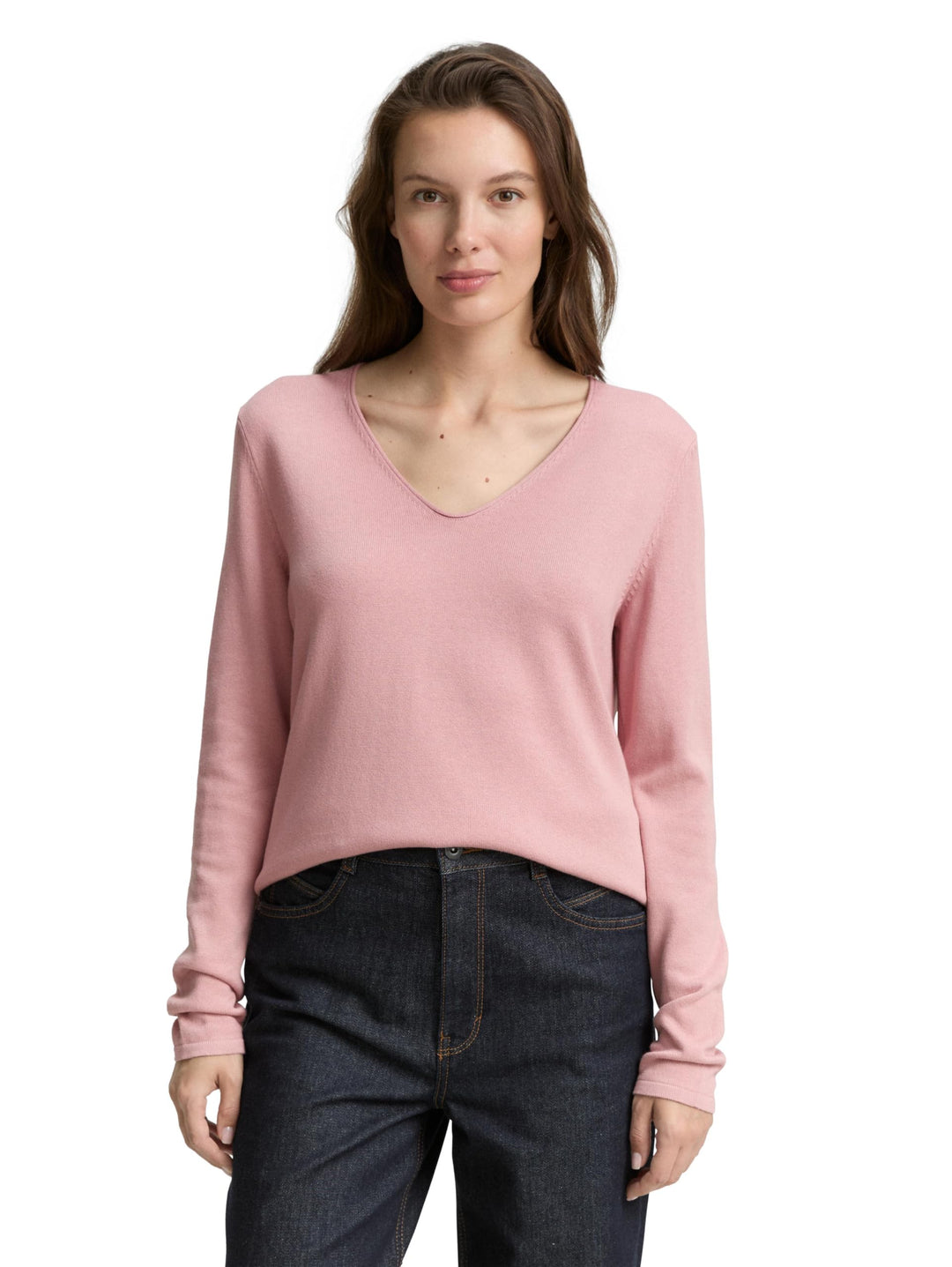 TOM TAILOR Damen Basic Strickpullover mit V-Ausschnitt XXS 11055 - Morning Pink, XXS 11055 - Morning