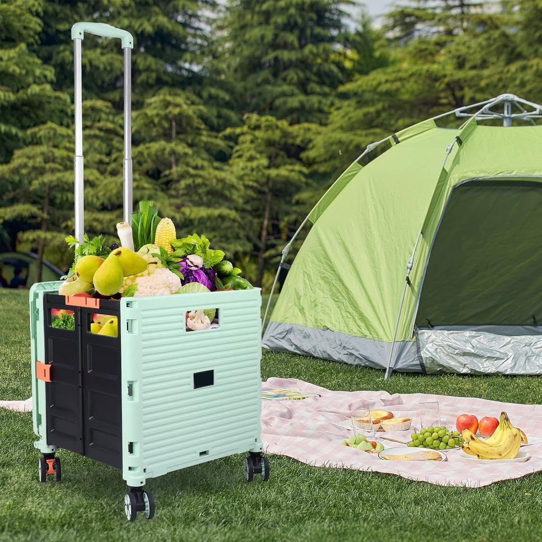Faltbarer Einkaufswagen, 54L/45kg Hohe Kapazität Multifunktionaler Tragbarer Gebrauchswagen mit Tele