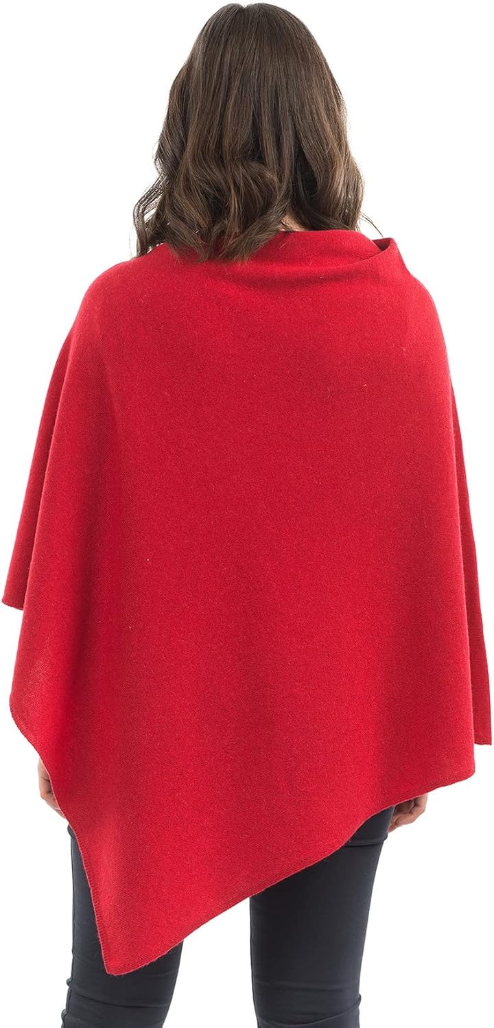 Dalle Piane Cashmere - Poncho aus Kaschmir-Gemisch - Made in Italy - Damen Einheitsgrösse Rot, Einhe