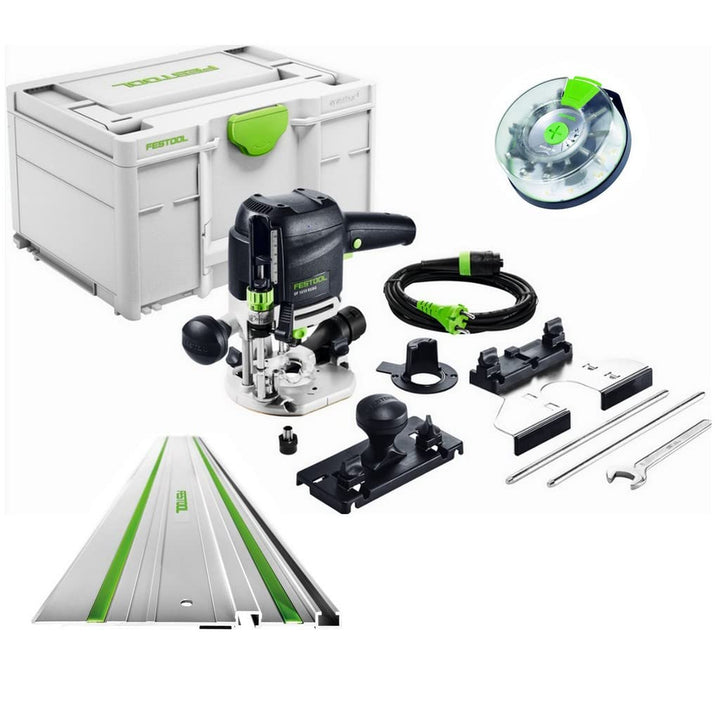 Festool Oberfräse OF 1010 REBQ-Set+Box (mit Spannzange, Seitenanschlag, Führungsschienen-Adapter, Sp