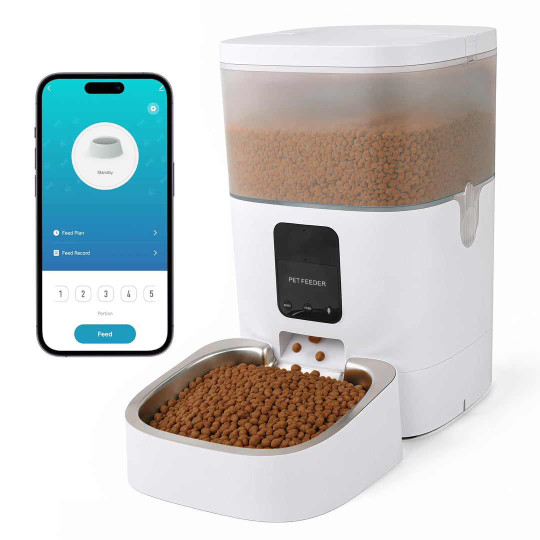 Futterautomat Katze, 4L Katzenfutter Automat, 2,4 G WiFi Katzen Futterautomat mit APP Steuerung, Fut