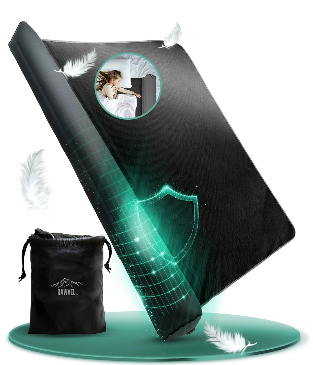 Rausfallschutz aufblasbar 180cm Light - [NEU 2025] - passend für alle Betten Zuhause & auf Reisen -