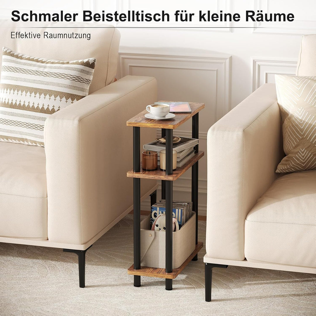 YOUDENOVA Beistelltisch Holz, Beistelltisch Schmal, 40x18x61.5 cm, 3 Tier Kleiner Tisch Für Wohnzimm