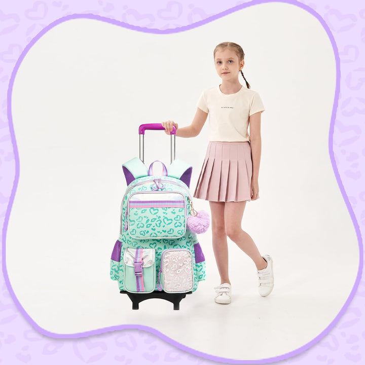 Schulranzen Mit Rollen Kinder Trolley Rucksack Mädchen Rolling Reisegepäck Kinderkoffer Schulrucksac