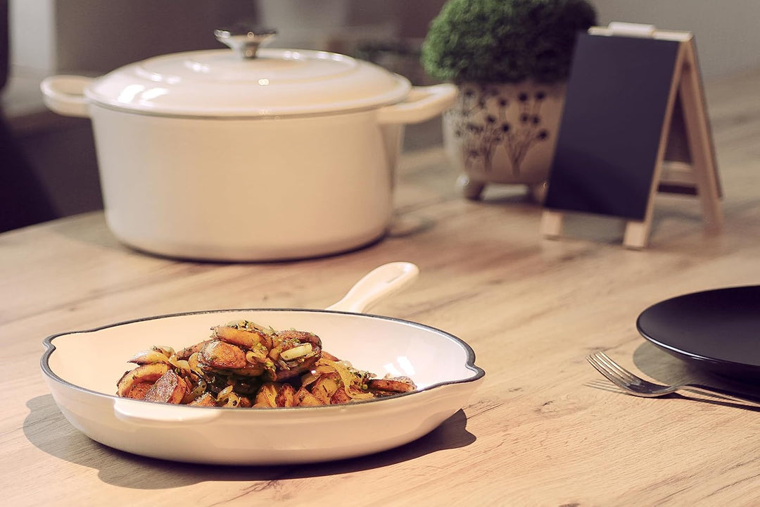 Echtwerk Schmortopf aus Gusseisen mit Emaille-Beschichtung, Gusseisentopf, Bräter mit Deckel, Brotba