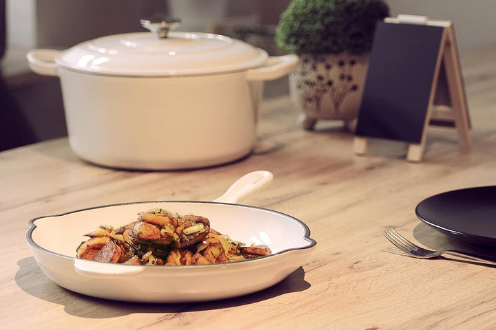 Echtwerk Schmortopf aus Gusseisen mit Emaille-Beschichtung, Gusseisentopf, Bräter mit Deckel, Brotba