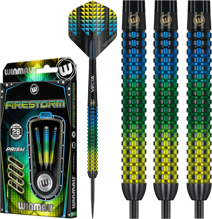 WINMAU Firestorm Profi Wolfram Steeltip Dartpfeile Set mit Flights und Schäfte 28g Steeltip, 28g Ste