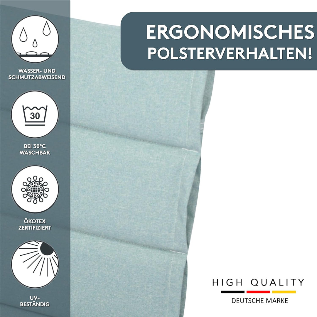 LILENO HOME Gartenstuhl Auflagen als [2er Set - Hochlehner] in Petrol - Bequeme Liegen als Sitzaufla
