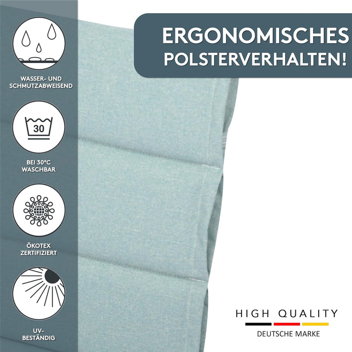 LILENO HOME Gartenstuhl Auflagen als [2er Set - Hochlehner] in Petrol - Bequeme Liegen als Sitzaufla