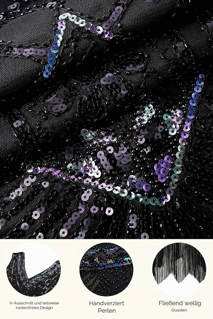 BABEYOND Damen Flapper Kleider voller Pailletten Retro 1920er Party Damen Kostüm Kleid Glamourös Sch
