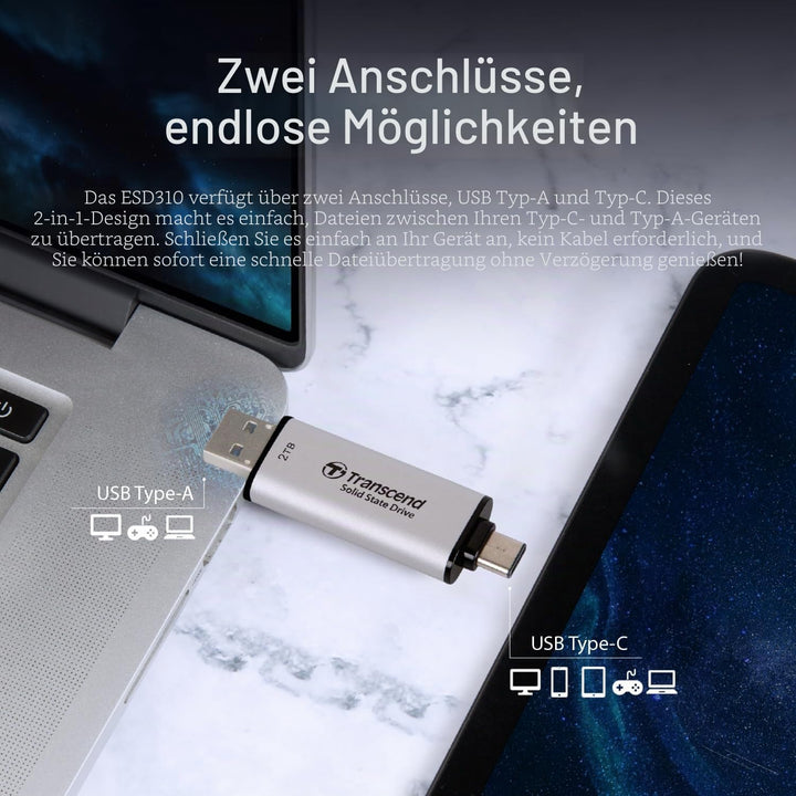 Transcend External SSD 1TB ESD310S USB Schwarz 3) 1TB, Schwarz 3) 1TB