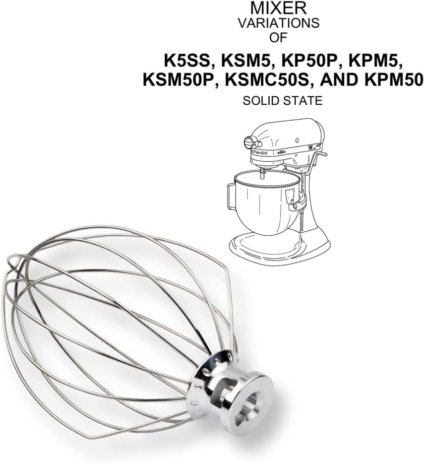 Edelstahl Schneebesen 5K5A2WW für KitchenAid HEAVY DUTY/PROFESSIONAL Küchenmaschinen