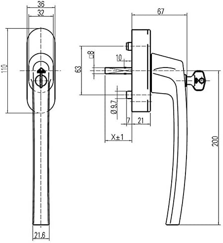 Roto Original Line Griff Patio Z mit Logo, Abschliessbar, Farbe Verkehrsweiss, Stiftlänge 35 mm 1Sch