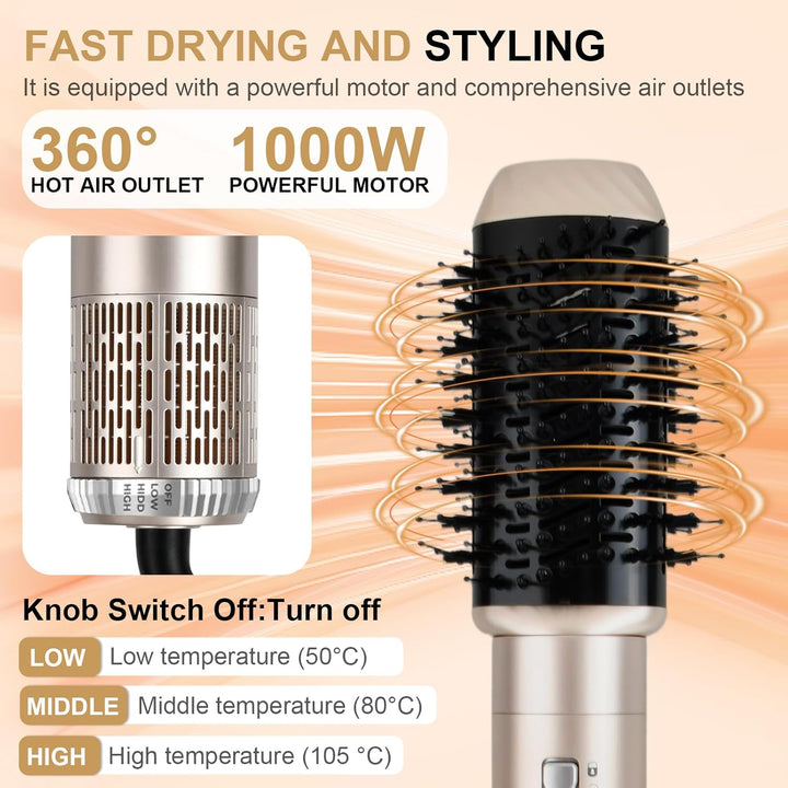 Litinliv 6 In 1 Lockenstab,Hairstyler 6 in 1 Hair Styler set,Lockenstab Warmluft Curler,1000W Haarst
