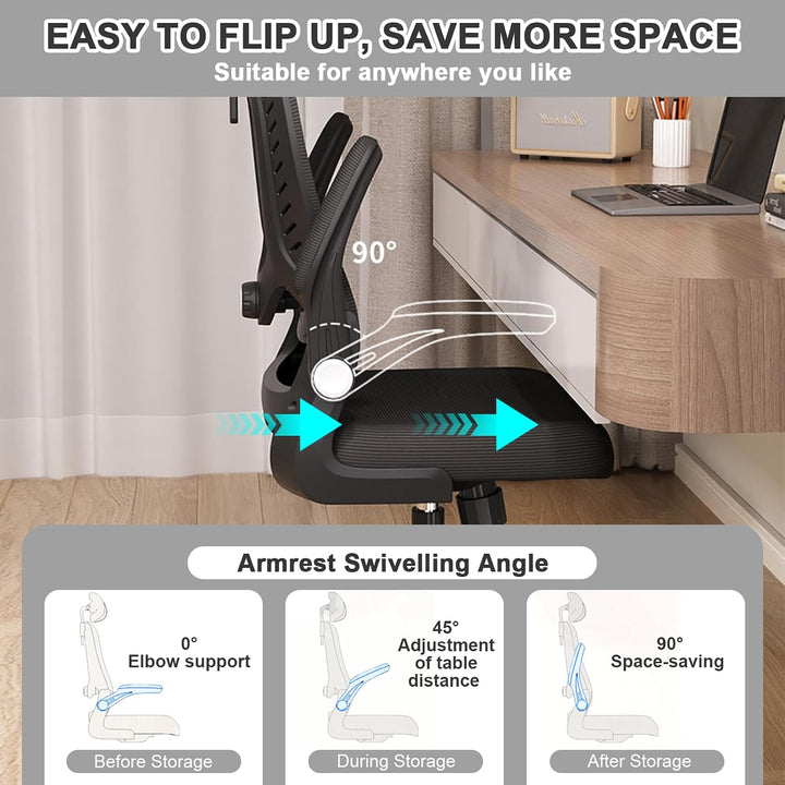 LEVIPE Bürostuhl Ergonomisch, Schreibtischstuhl mit Lendenwirbelstütze, Armlehnen, Verstellbare Kopf