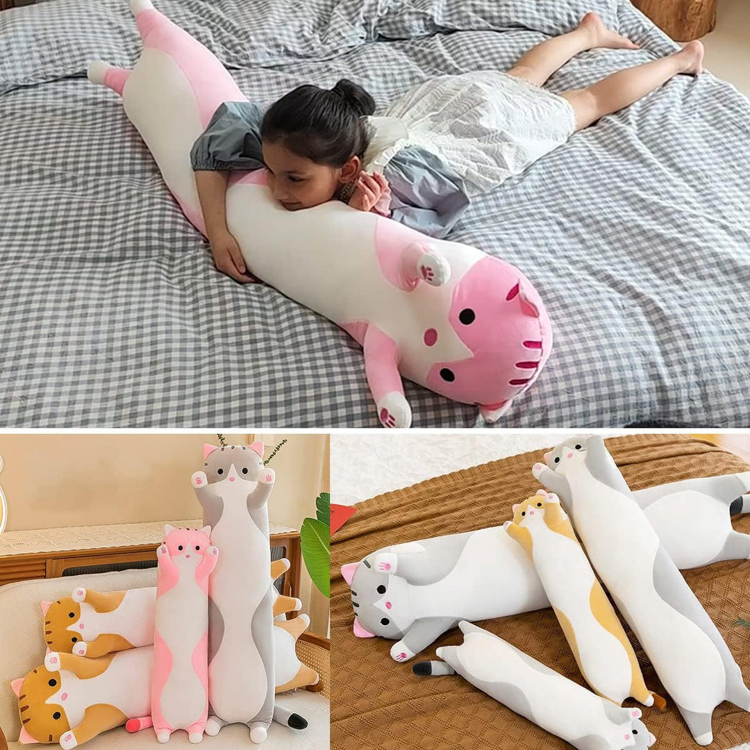 Kekeso Stofftiere Katzen Kissen Lange Kätzchen Süsse Plüschtier Katze Kuscheltier Kawaii Plüsch Sofa