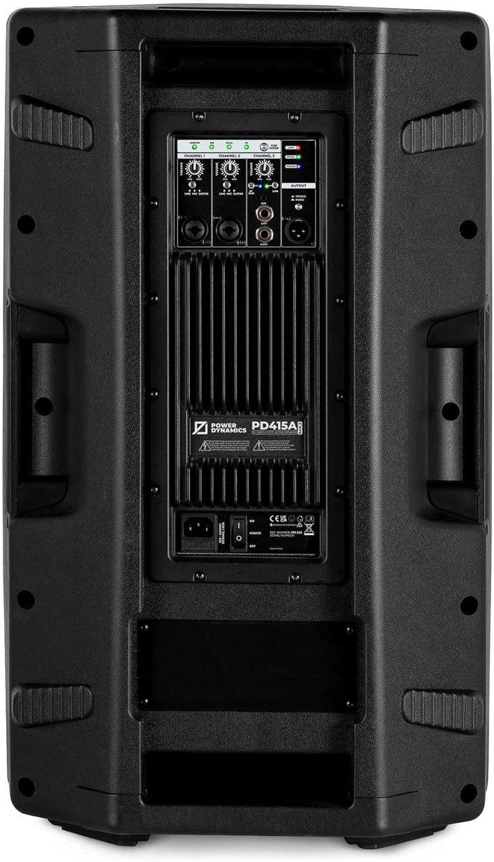 Power Dynamics PD415A - PA Lautsprecher, Aktiver Bi-Amp 15 Zoll Lautsprecher, 1400 Watt, DSP, DJ Box