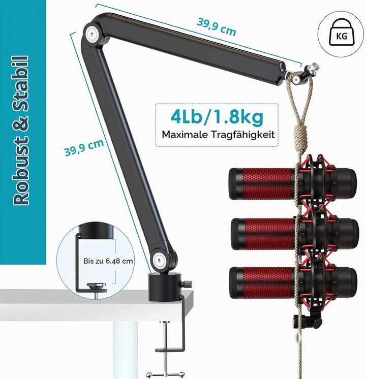 YOUSHARES Mikrofon Arm, Mikrofonarm für HyperX QuadCast, Shure SM7B, HyperX ProCast, Blue Yeti, Blue