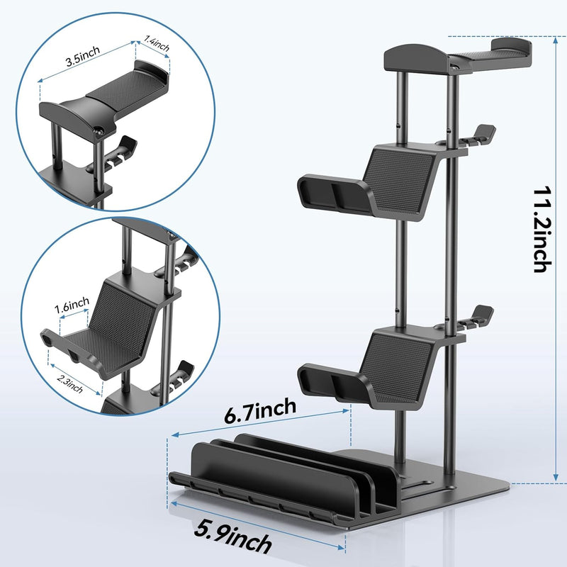 KDD Gaming Headset Ständer, Controller Halter & Kopfhörer Halterung Tisch, Headphone Stand mit Alumi