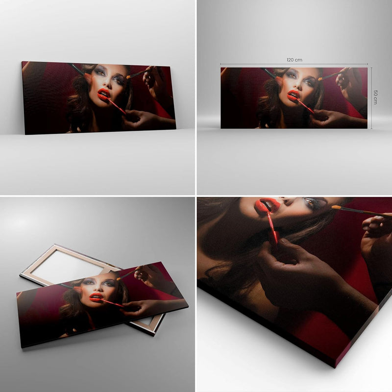 Wandbilder Dekoration Wohnzimmer Frau Make-up schön Panorama Bilder auf Leinwand 120x50cm Leinwandbi