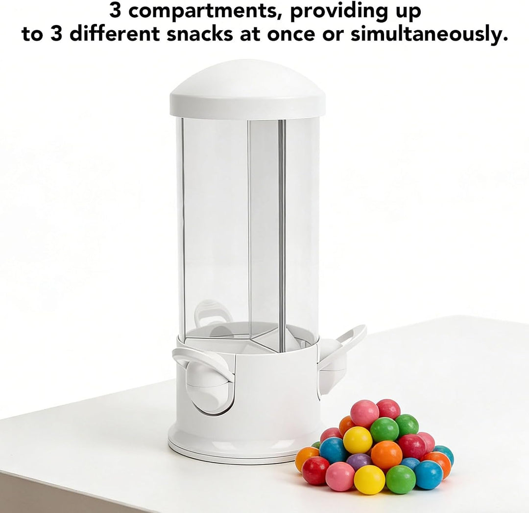 Süssigkeitenspender, 3 Fächer, Snackspender mit 360 Grad Drehbarem Auswahlmechanismus, für Jellybean