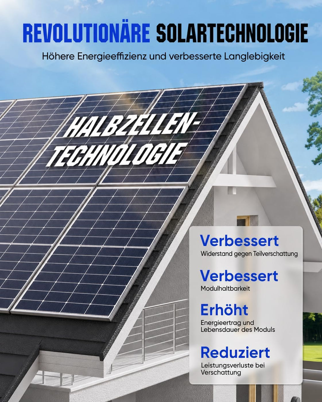 220W Solarpanel 12V N-Typ BC, 25,5% Effizienz, IP68 MC4, 220W