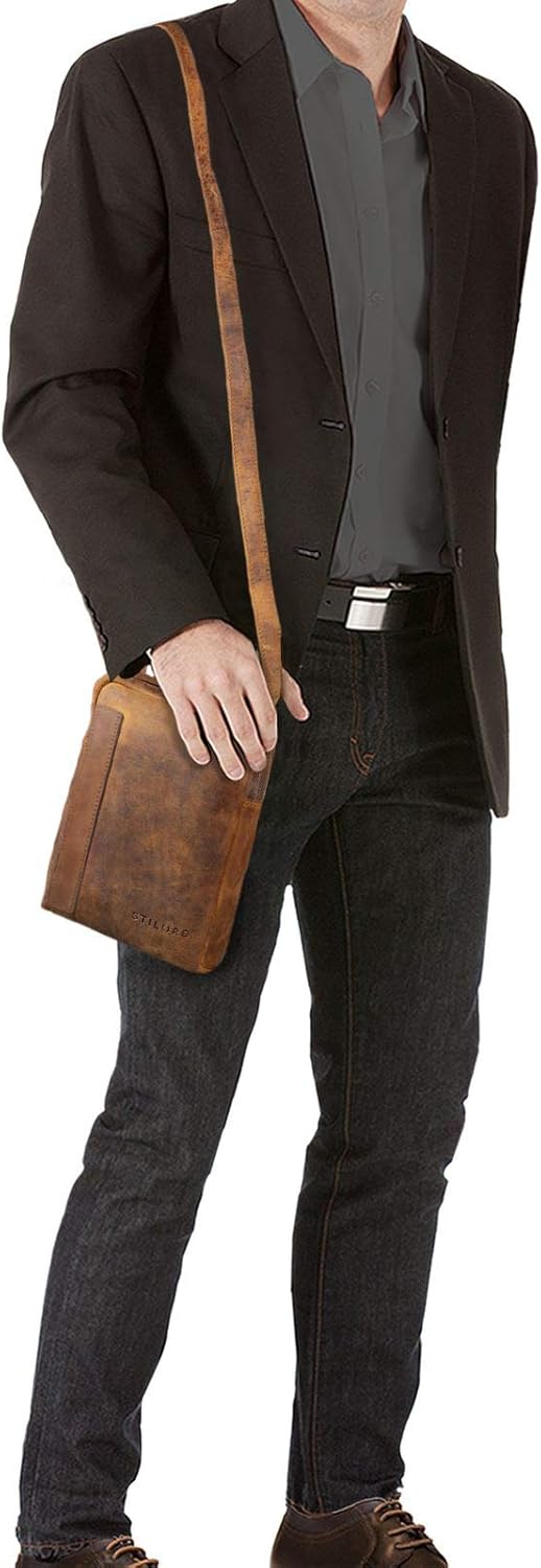 STILORD 'John' Kleine Herren-Tasche Ledertasche Vintage 8,4 Zoll Tablettasche Umhängetasche Männer S
