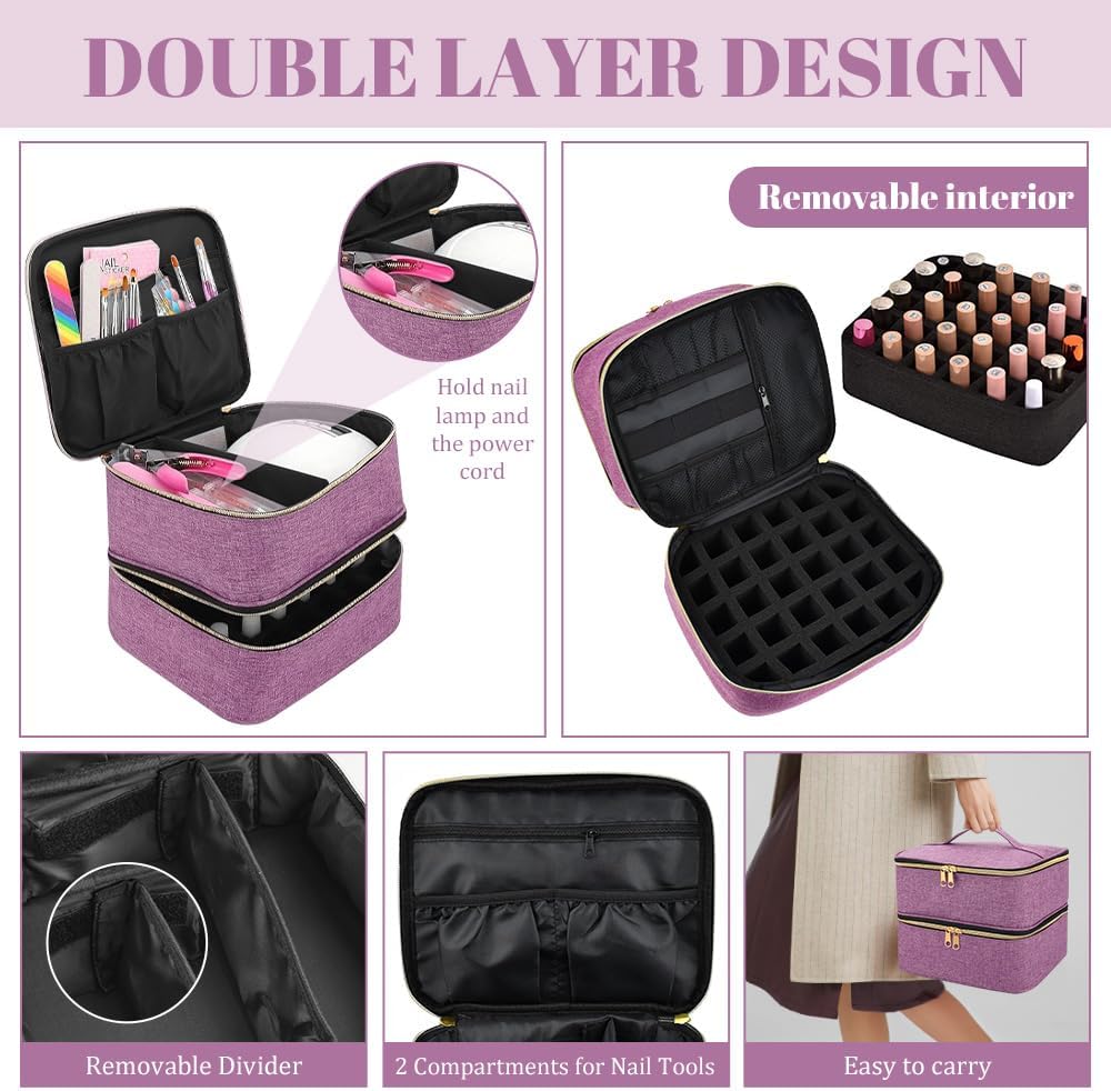 Nagellack Aufbewahrung Tasche Doppelschicht Nagellacktasche Lila Nagel Taschen Nagellack Organizer W