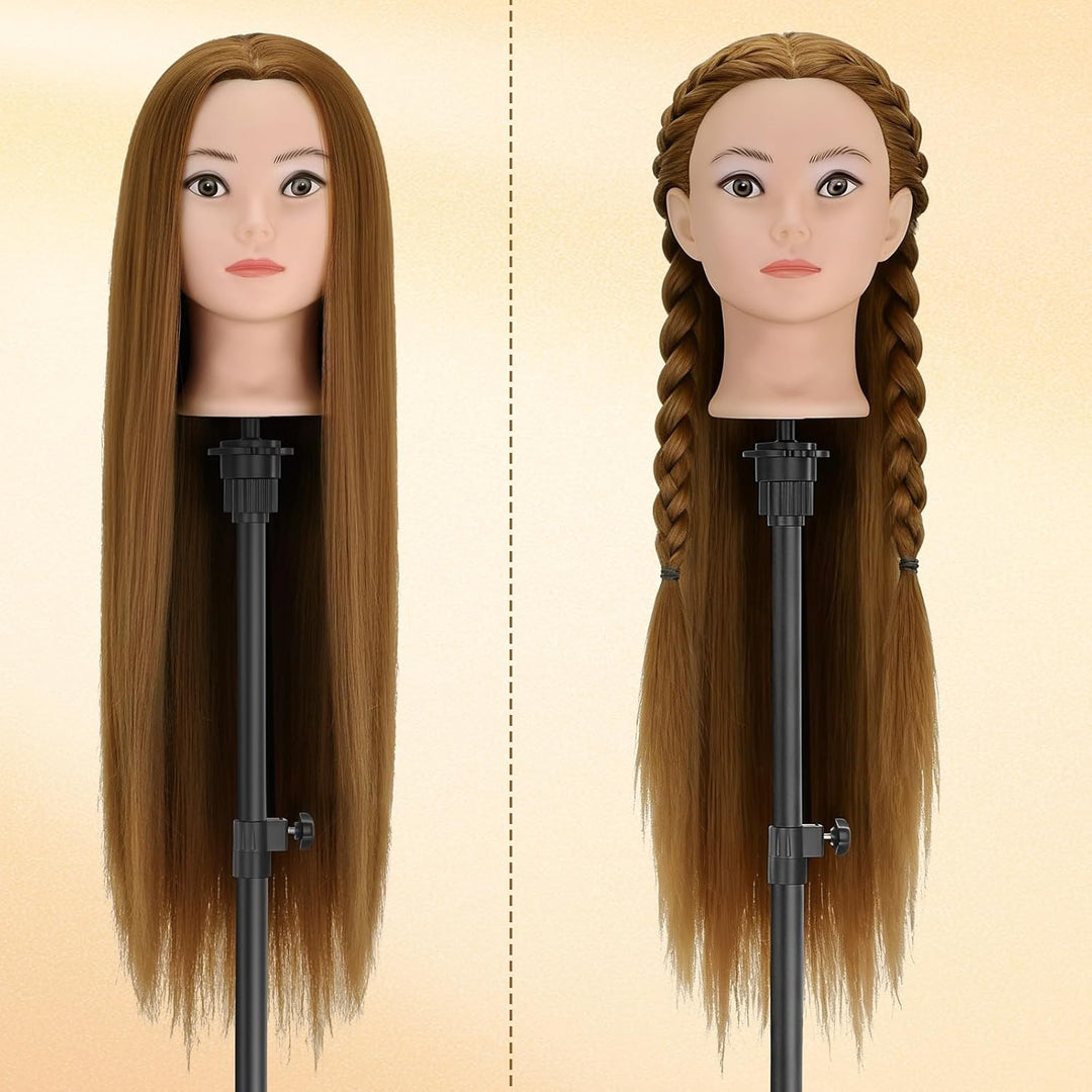 TwoWin Friseurkopf Echthaar mit Ohrlöchern, 71 cm (28 Zoll) 100% Synthetischer Mannequin Frisierkopf