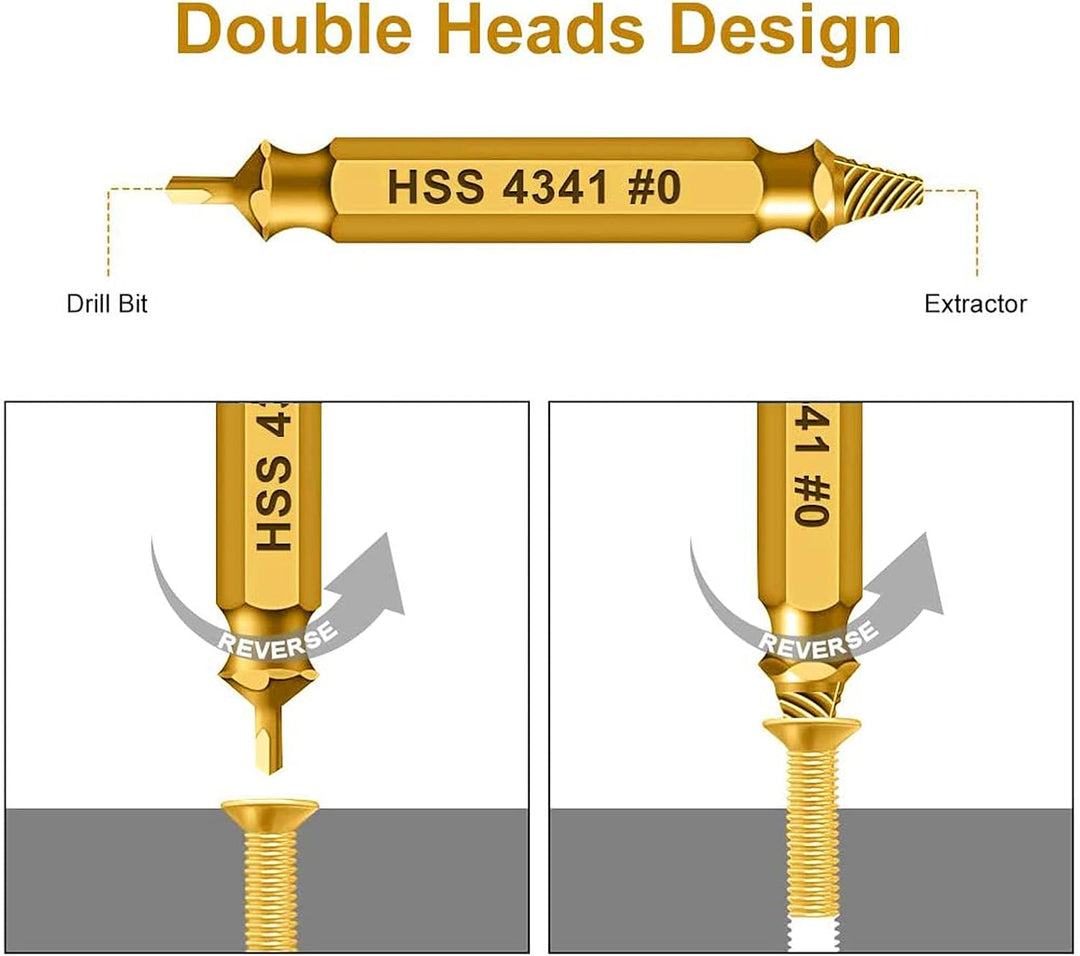 HSS 4341 Schraubenausdreher Set, 5-teilig, M3-M18, Beschädigte Schrauben Entferner, Linksdreher mit