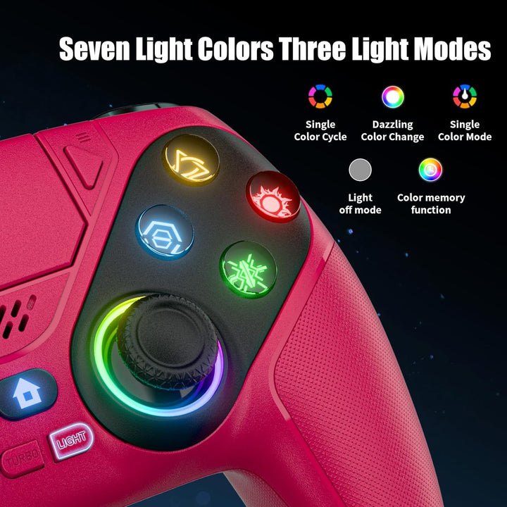 Lapezei RGB Wireless Controller für PS5/Slim/Pro/PC, Gamepad mit Rücktasten, Turbo, Makro, Lautsprec