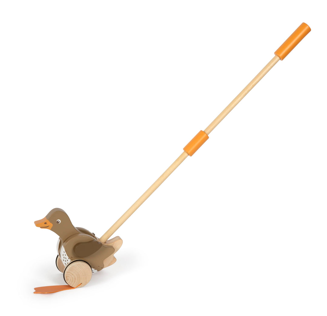 small foot Schiebetier Ente mit beweglichem Kopf aus Holz, hilft beim Laufenlernen, Schiebespielzeug