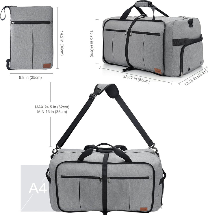 Urtala Faltbare Reisetasche für Herren & Damen, 120L Gross Weekender Übernachtungstasche mit Schuhfa