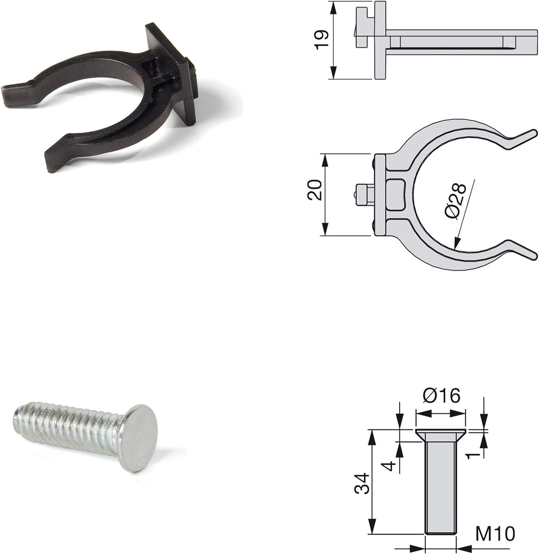 Emuca 2032617 Set aus 10 Sätzen aus 4 regulierbaren Füssen für Küche/Bad mit Zubehör Höhe 148-165mm