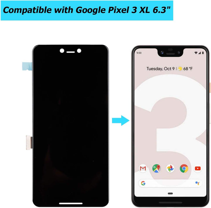 E-YIIVIIL Ersatz LCD Display Kompatibel Für Google Pixel 3 XL 6.3" Schwarz Ersatzteil Reparatur LCD