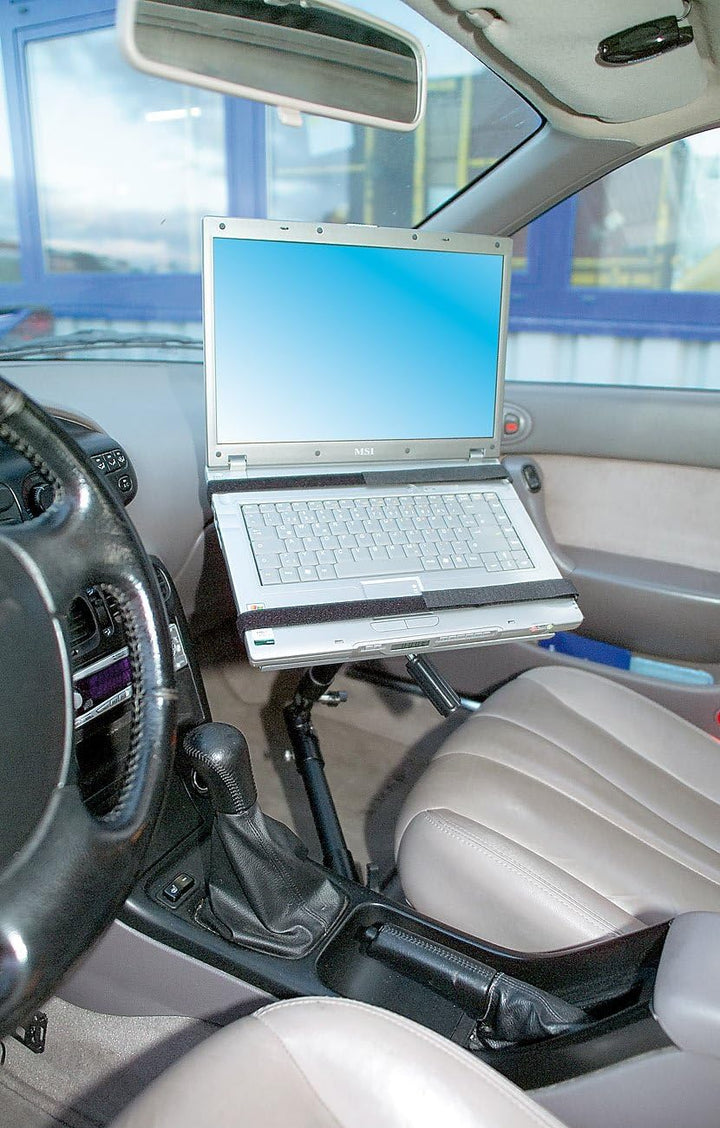 Lescars Laptophalter: Universal-Notebook-Kfz-Halterung mit Kamerastativ (Laptop Schwenkarm, Laptop H