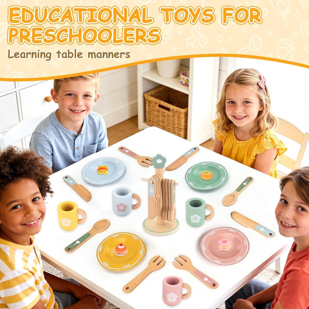 Kinderküche Geschirr Teeservice Kinder Holz,Kinderküche Zubehör Holz,Spielküche Kinder küche zubehör