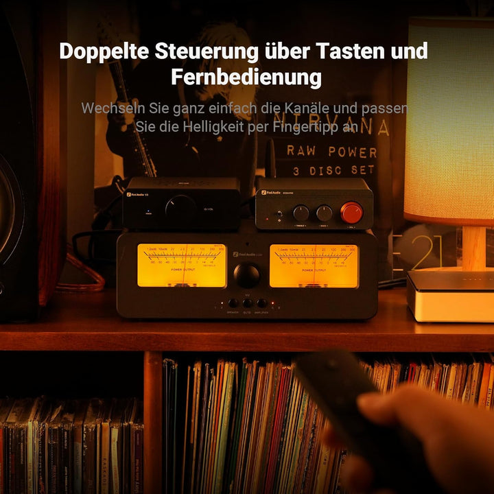 [Verbessert] Fosi Audio LC30 VU Meter Verstärker Lautsprecherwähler-Box, 2-Wege Analog-Audioschalter