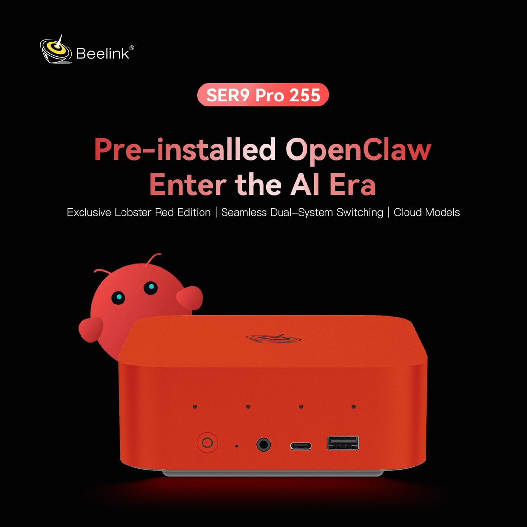 Beelink SER9 Pro AI Mini PC, AMD Ryzen 7 H 255(8C/16T, bis zu 4,9 GHz), 24G LPDDR5X 1TB PCIe4.0 SSD,