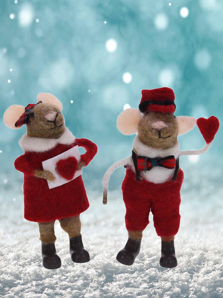 POMMERNTRAUM ® | Weihnachtsdekoration Filzfiguren Dekofiguren verliebte FilzMäuse mit Herz Mäuse Mäu