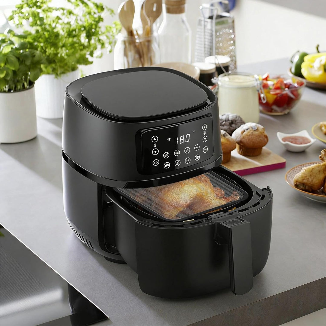 2 Stück Spritzschutz Airfryer Heissluftfritteuse, Edelstahl Airfryer Zubehör, für Cosori CP158 5.5L,