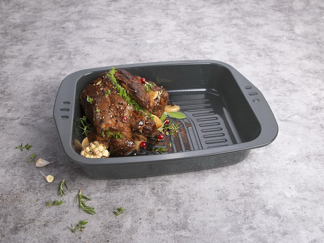 chg ECOpremium Aroma-Bräter mit Deckel Emaille 39 x 28 cm Backofen-Brattopf