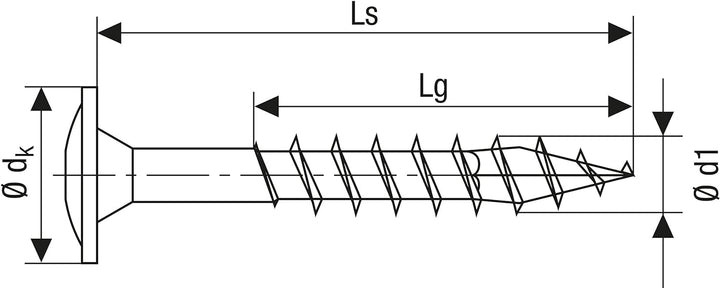 SPAX 257000800805 Für den Holzbau, Tellerkopf, T-STAR plus, 4CUT, Vollgewinde Edelstahl rostfrei A2,