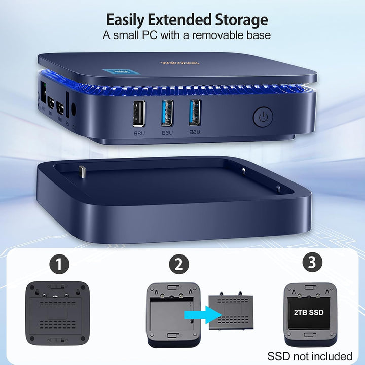 Blackview Mini-PC Windows 11 Pro, Mini-PC, 16 GB RAM + 1 TB M.2 SSD Mini Desktop-PC Intel 11. Genera