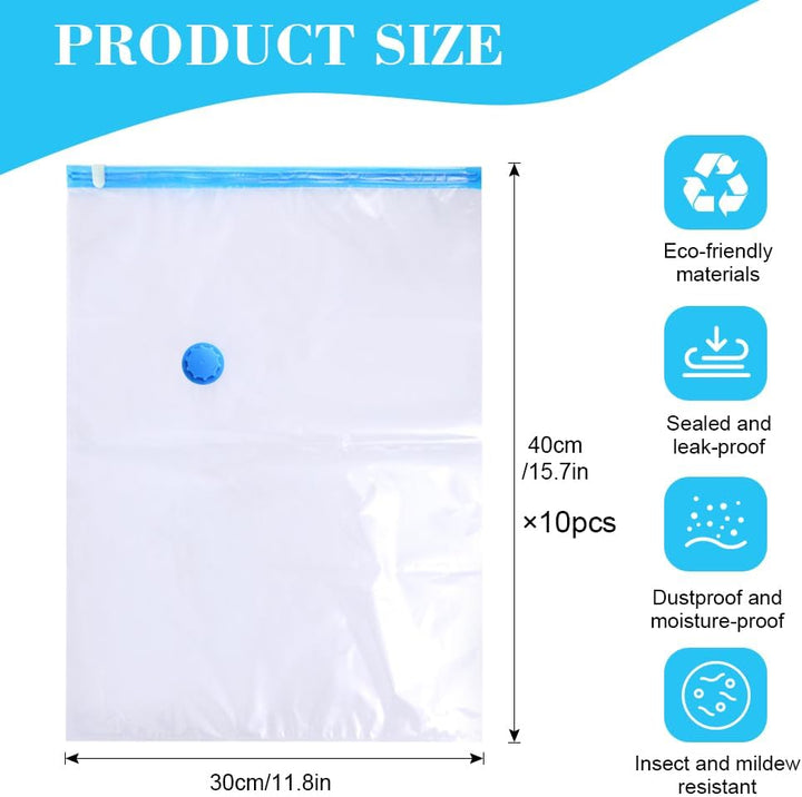 10 Stück Vakuumbeutel für Kleidung 30X40 cm,Wakumsäcke Kleidung Staubsauger,Vakuumierbeutel Bettdeck